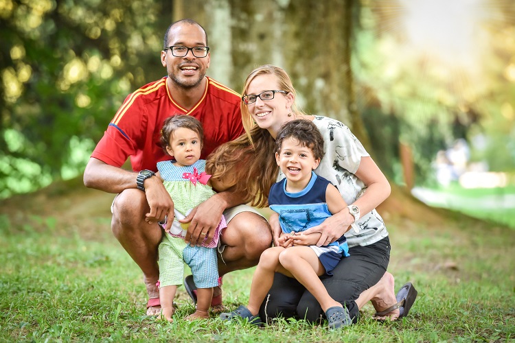 Happy family is enjoying a day in the park